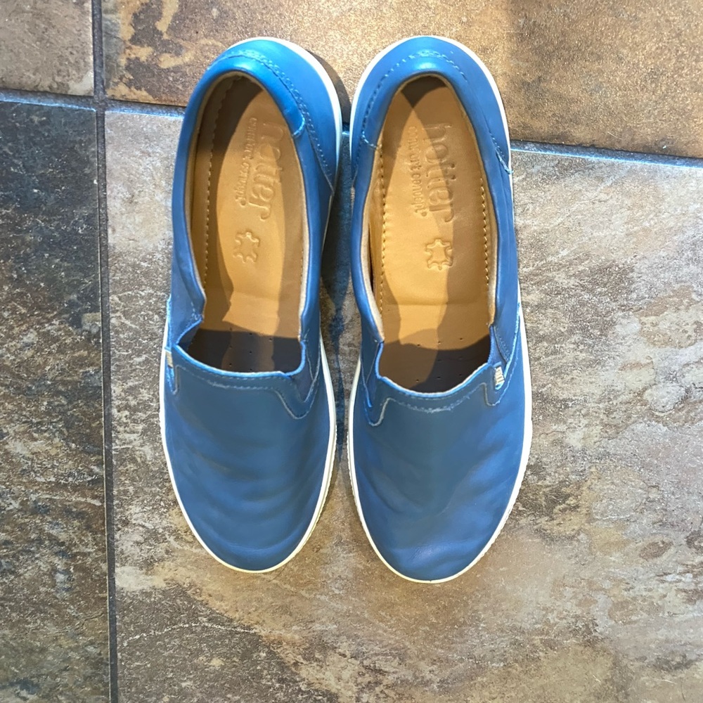 Hotter Leather Blue Slip On Tennis Shoe